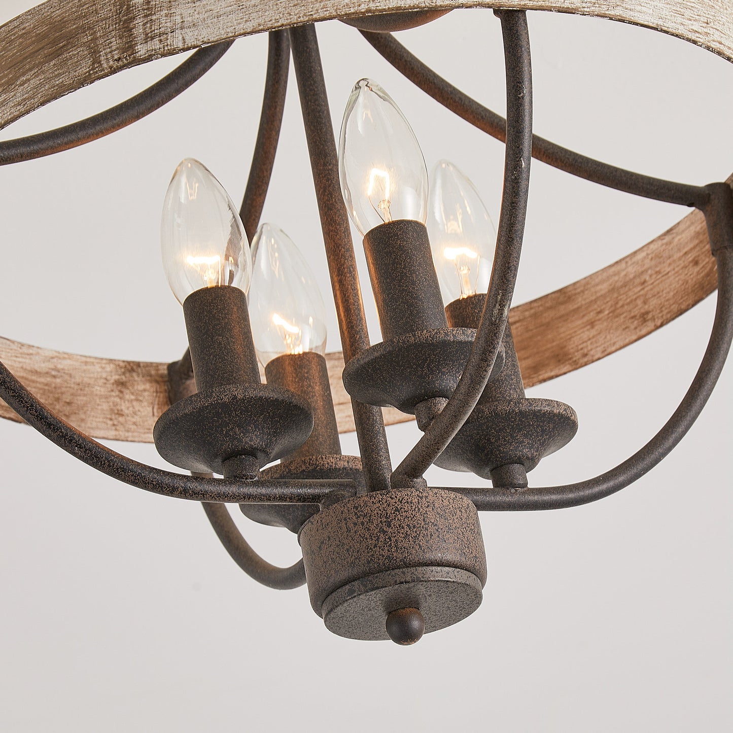 4-Light Industrial Farmhouse Semi-Flush Mount Ceiling Light