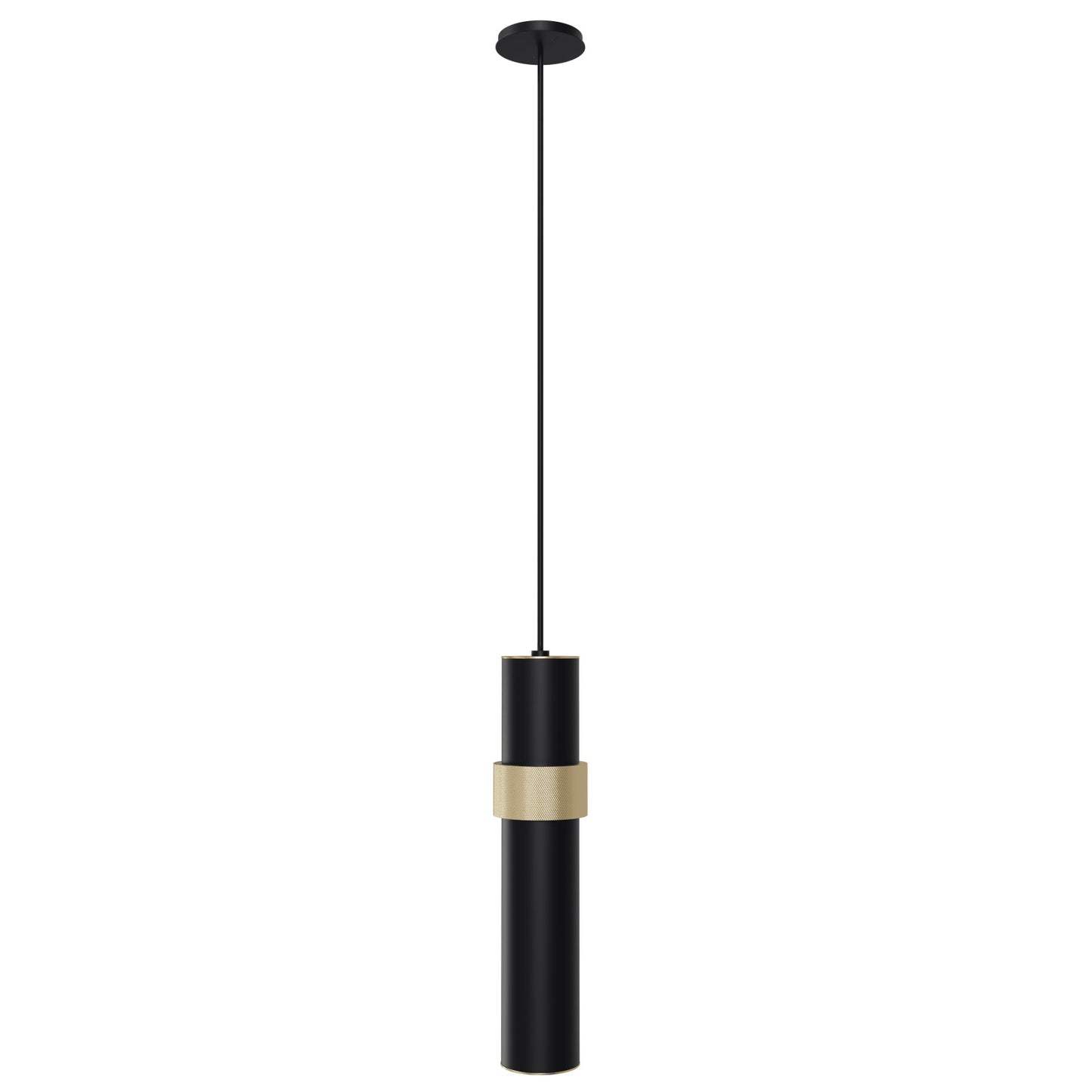 Cicada 1-Light Black With Knurled Brass Pendant Light