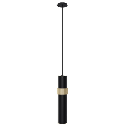 Cicada 1-Light Black With Knurled Brass Pendant Light