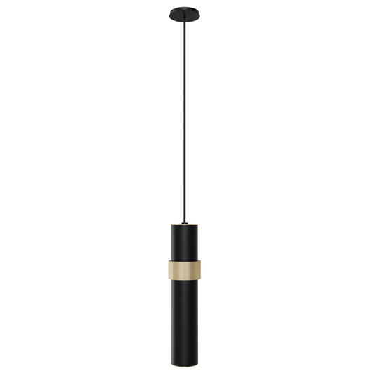 Cicada 1-Light Black With Knurled Brass Pendant Light