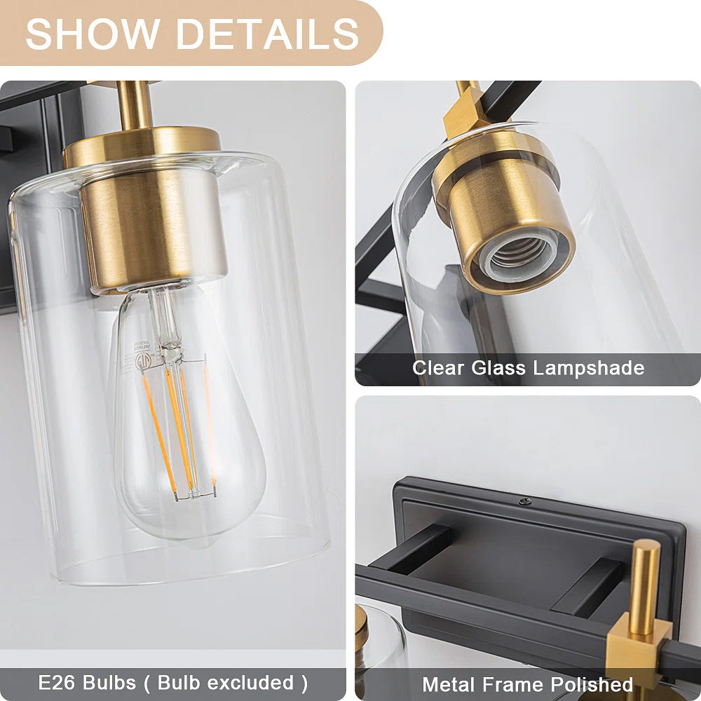Jasper Black & Gold Clear Glass 5-Light Bathroom Vanity Light