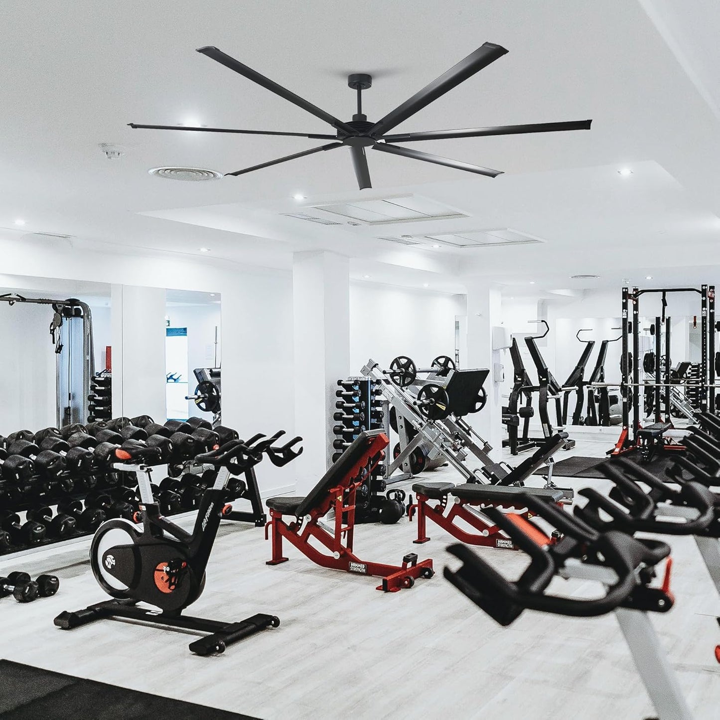 Ceiling Fan Modern 84" Industrial 7-Blade Black Metal