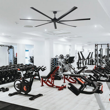 Ceiling Fan Modern 84" Industrial 7-Blade Black Metal