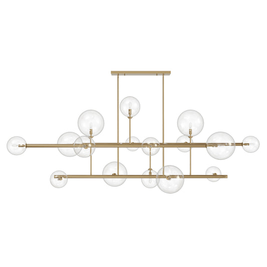 Delilah 16-Light Aged Brass Clear Globe Linear Chandelier