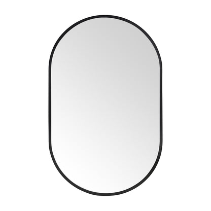 Wall Mirror 20x32" Modern Matte Black Framed Oval
