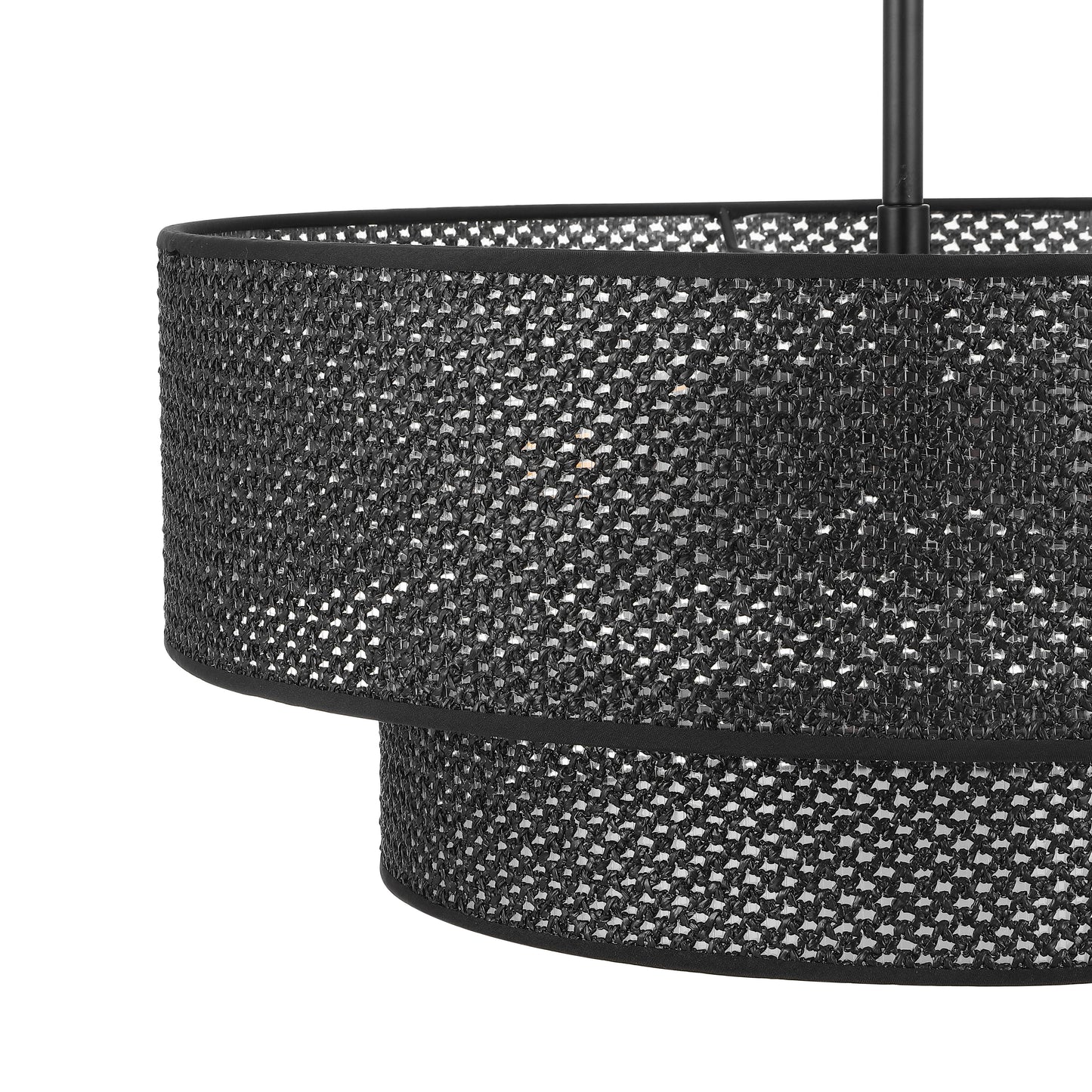 Modern Chandelier 18" 4-Light Black Woven Rattan Shade