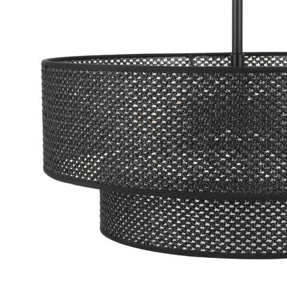 Modern Chandelier 18" 4-Light Black Woven Rattan Shade