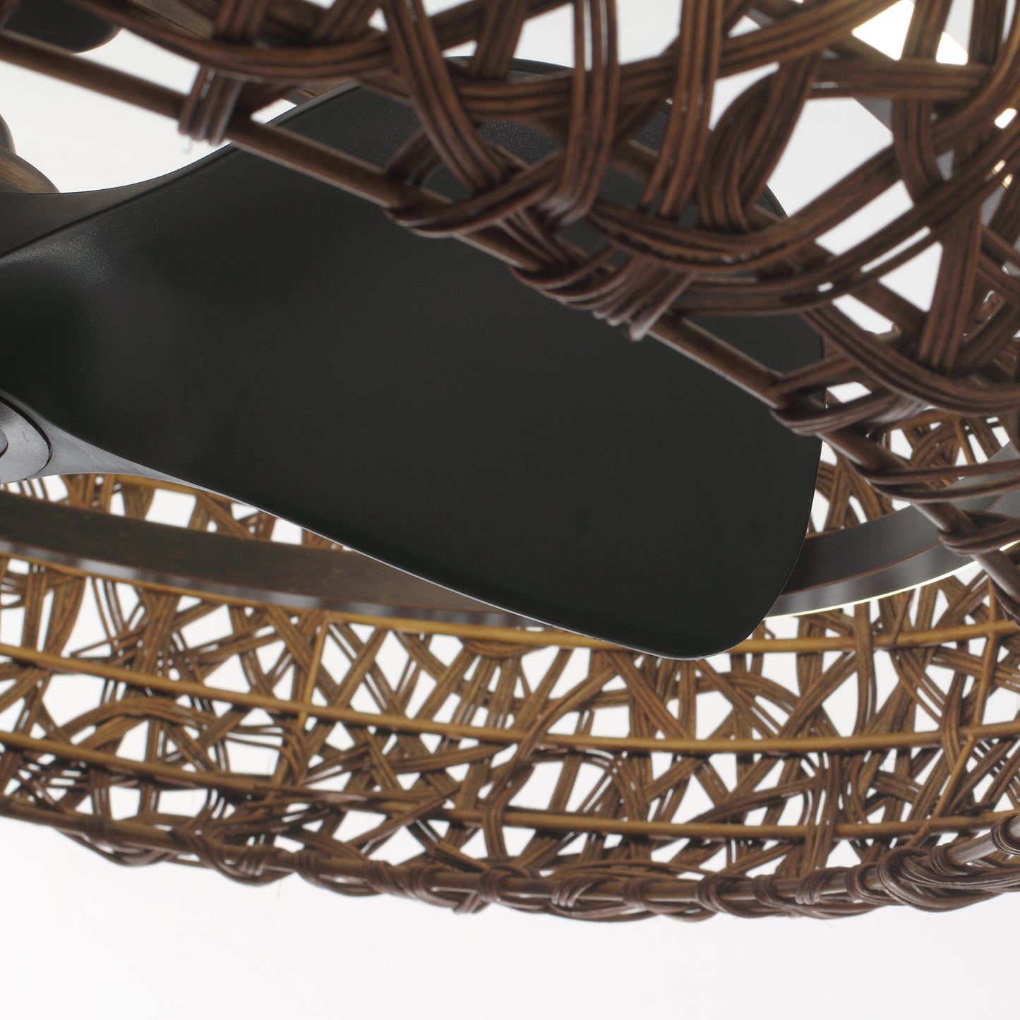 35" Perimost Farmhouse Rattan LED Ceiling Fan