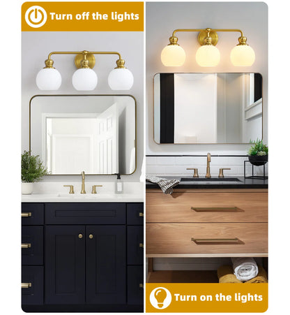 Irvine Gold Modern Frosted Glass 3-Light Vanity Light