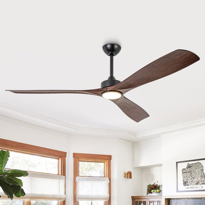60" Farmhouse Ceiling Fan with Light & Remote – Matte Black, 5-Blade, DC Motor