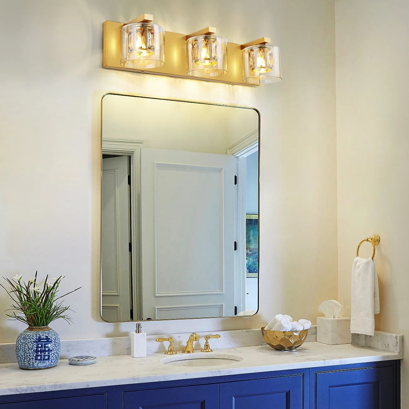 Kolt Gold Traditional 3-Light Bathroom Vanity Light