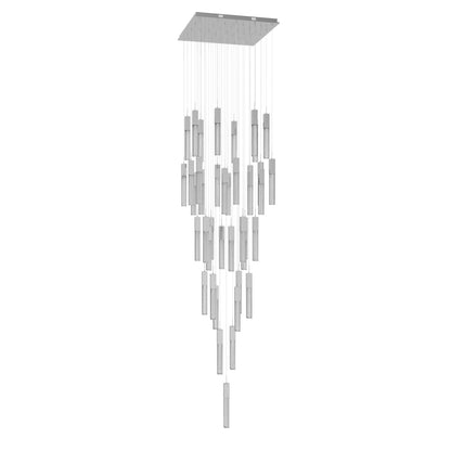 Boa 41-Light LED Polished Chrome Studded Glass Pendant Light