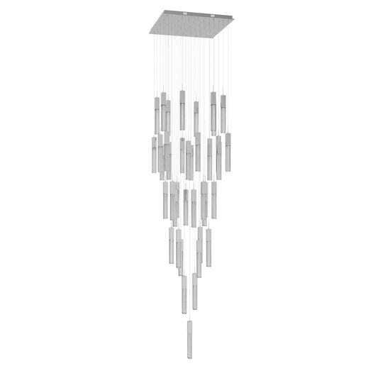 Boa 41-Light LED Polished Chrome Studded Glass Pendant Light