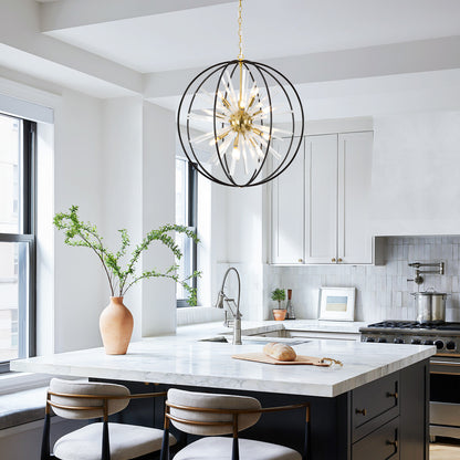Brio 27" 10-light Modern Black and Gold Orb Chandelier