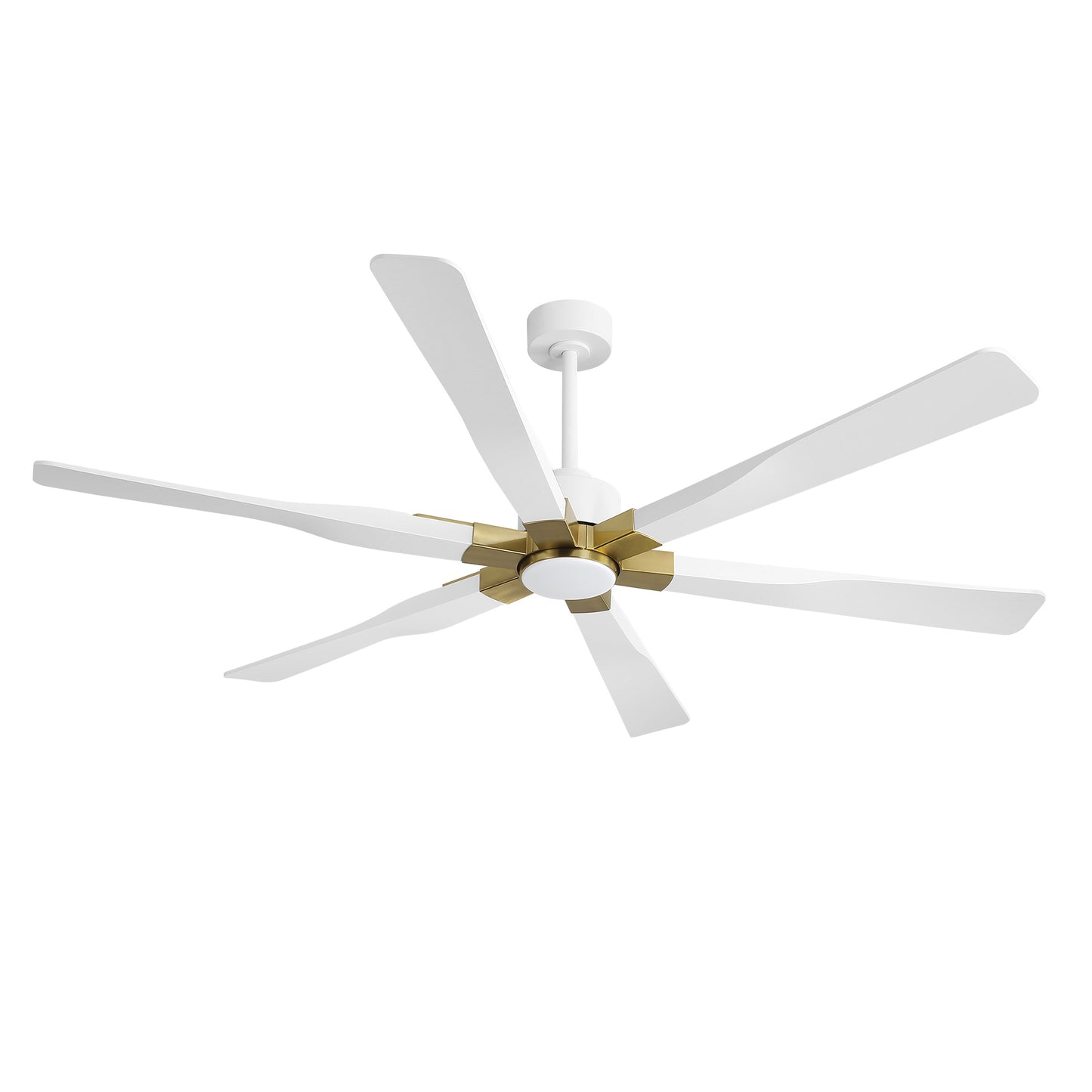 68" White Ceiling Fan with Gold Accents and LED Light – 6-Blade Modern Remote Fan