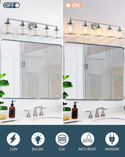 Hermosa Polished Nickel 5-Light Bathroom Vanity Light