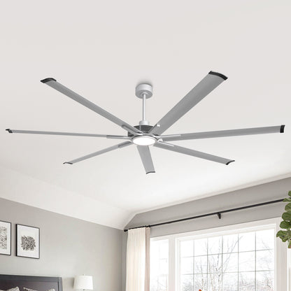 Ceiling Fan Industrial 84" Modern Silver 7-Blade LED Light