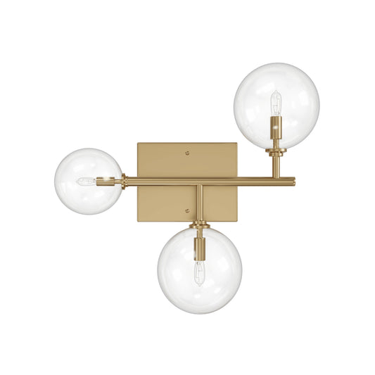 Delilah 3-Light Aged Brass Clear Globe Wall Sconce
