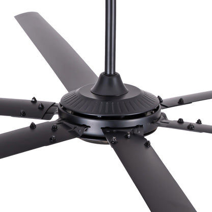Ceiling Fan Modern 120" Industrial 6-Blade Black Metal