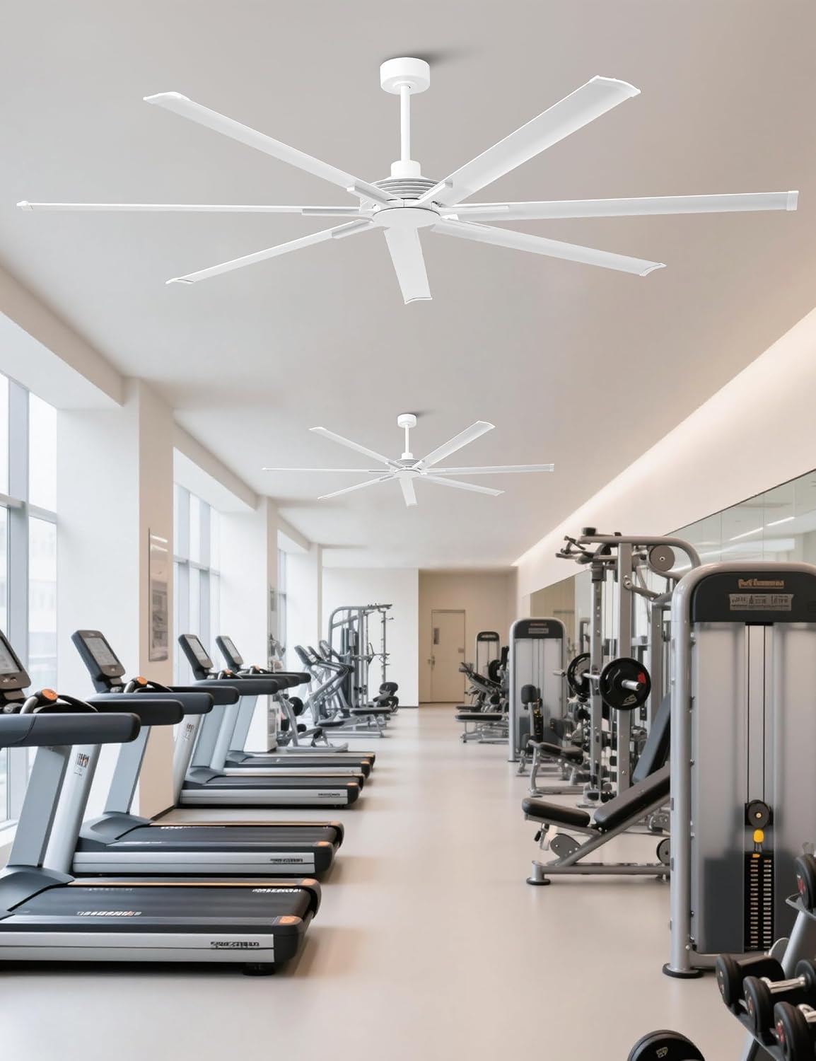 Ceiling Fan Modern 84" Industrial 7-Blade White Metal