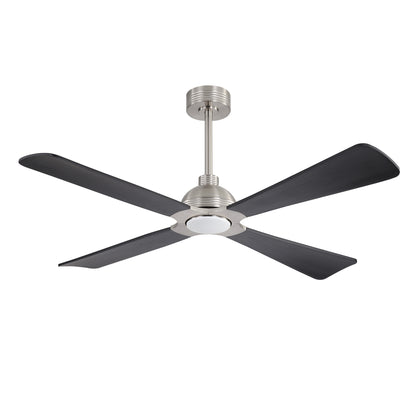 56" Brushed Nickel & Black Ceiling Fan with Light & Remote – Modern 4-Blade, Quiet DC Motor
