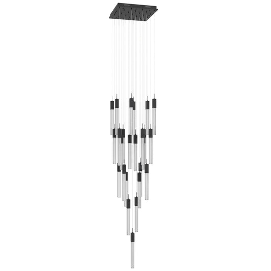 Boa 25-Light LED Matte Black Studded Glass Pendant Light