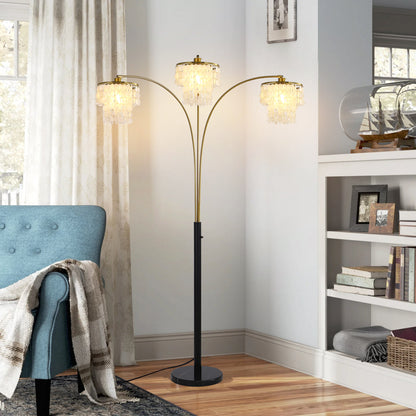 Brio 90" 3-Light Modern Gold Arc Floor Lamp