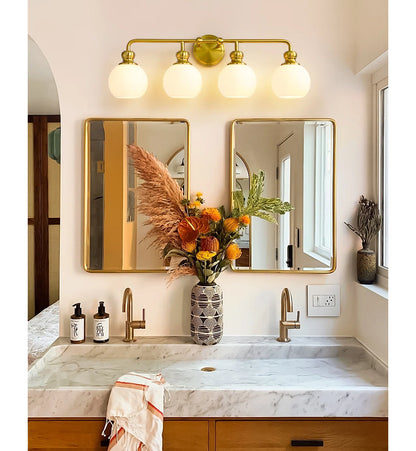 Irvine Gold Modern Frosted Glass 4-Light Vanity Light