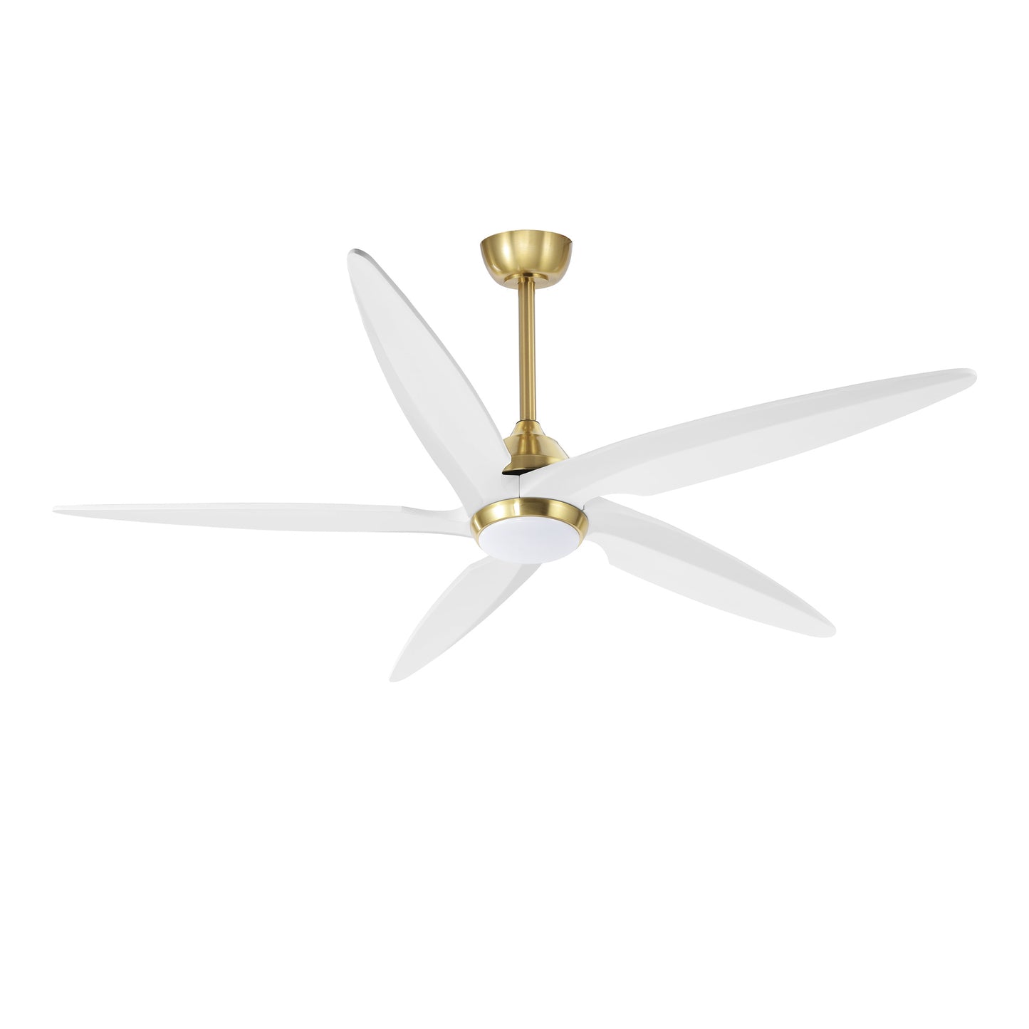 54" Gold and White Ceiling Fan with LED Light and Remote – Modern Dimmable Fan