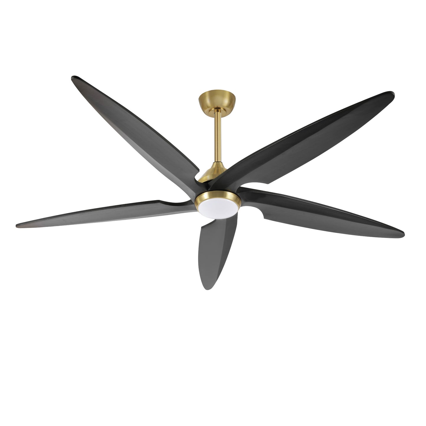 64" Gold and Black Ceiling Fan with LED Light and Remote – Modern Large Room Fan