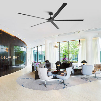 Ceiling Fan 84" Industrial 5-Blade Black IPX4 Outdoor Use