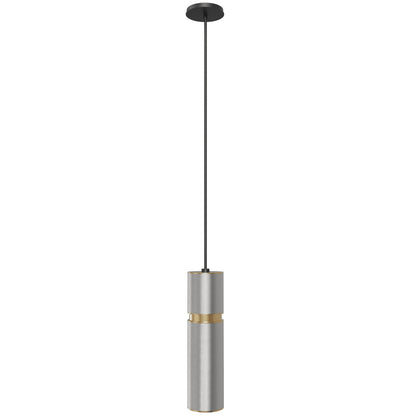 Cicada 1-Light Knurled Light Grey With Brass Pendant Light