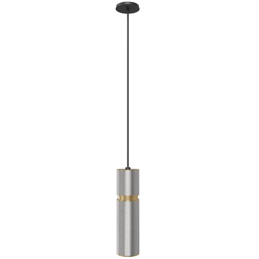 Cicada 1-Light Knurled Light Grey With Brass Pendant Light