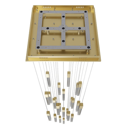 Boa 25-Light LED Brushed Brass Studded Glass Pendant Light