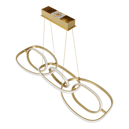 Circa Modern Gold Looping 6 Ring Linear LED Pendant Light