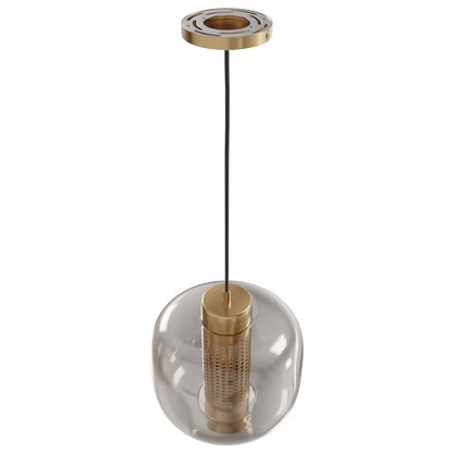 Cosmopolitan 11" 1-Light Aged Brass Glass Pendant Light