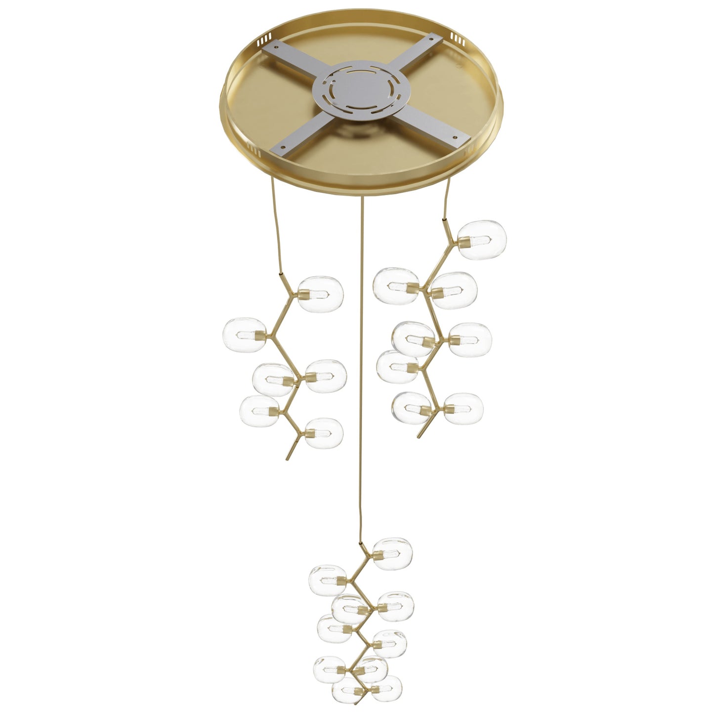 Hampton 24-Light Brushed Brass with Clear Glass Pendant Light