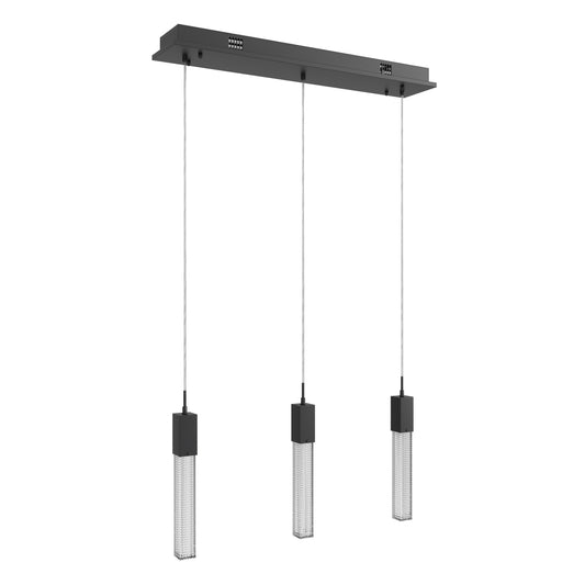 Boa 3-Light LED Matte Black Studded Glass Linear Chandelier