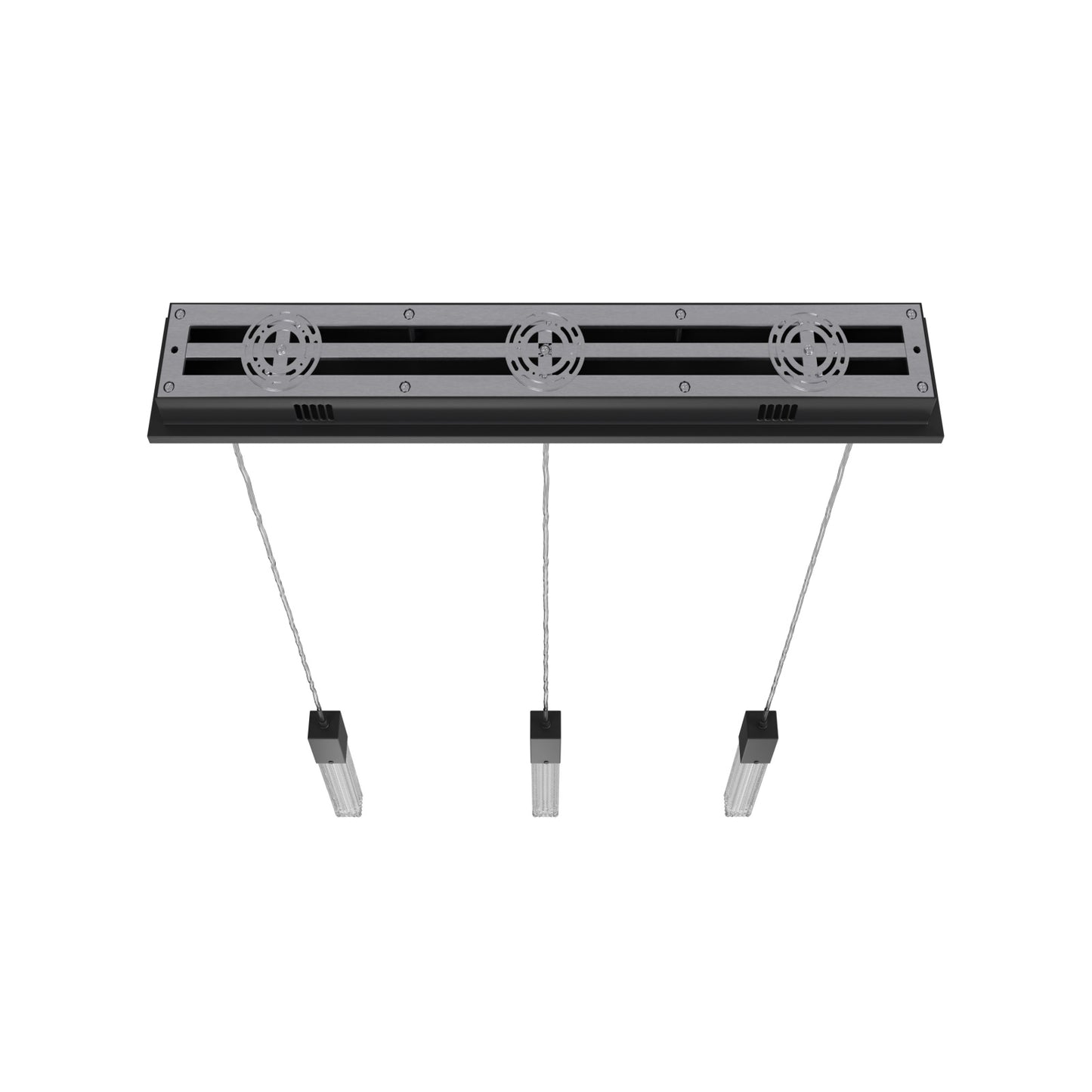 Boa 3-Light LED Matte Black Studded Glass Linear Chandelier