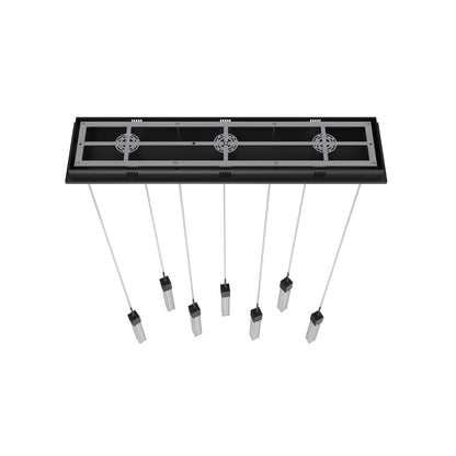 Boa 7-Light LED Matte Black Studded Glass Linear Chandelier