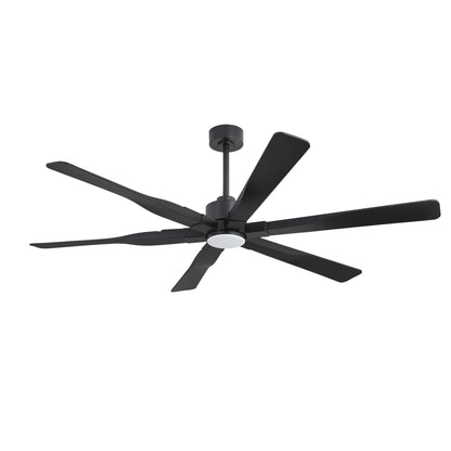 68" Matte Black Ceiling Fan with LED Light and Remote – 6-Blade Modern Fan