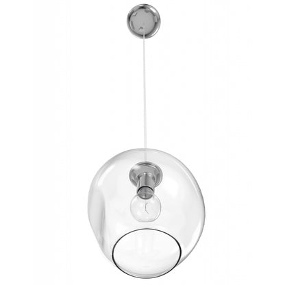 Fairfax Ave 1-Light Matte Chrome Hand-Blown Glass Pendant