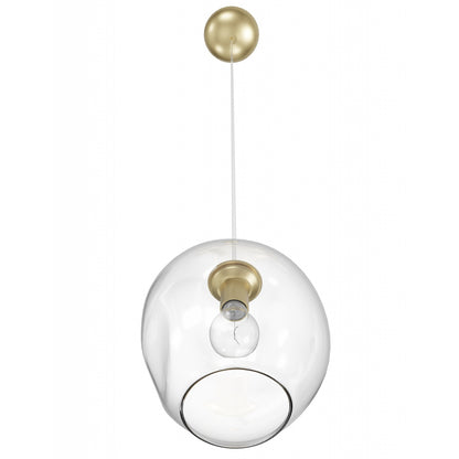 Fairfax Ave 1-Light Brushed Brass Hand-Blown Glass Pendant
