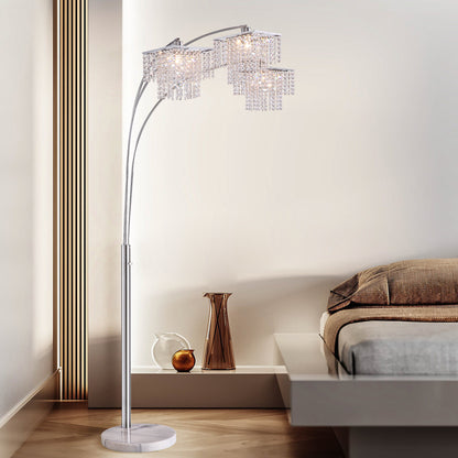 Brio 85" 3-Light Modern Crystal Arc Floor Lamp