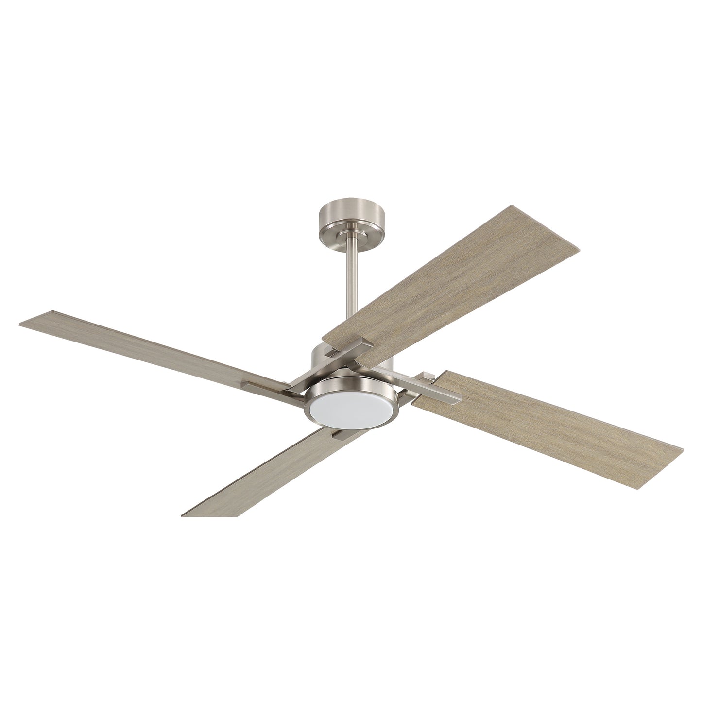 72" Brushed Nickel Ceiling Fan with Wood Blades and LED Light – Modern Remote Fan