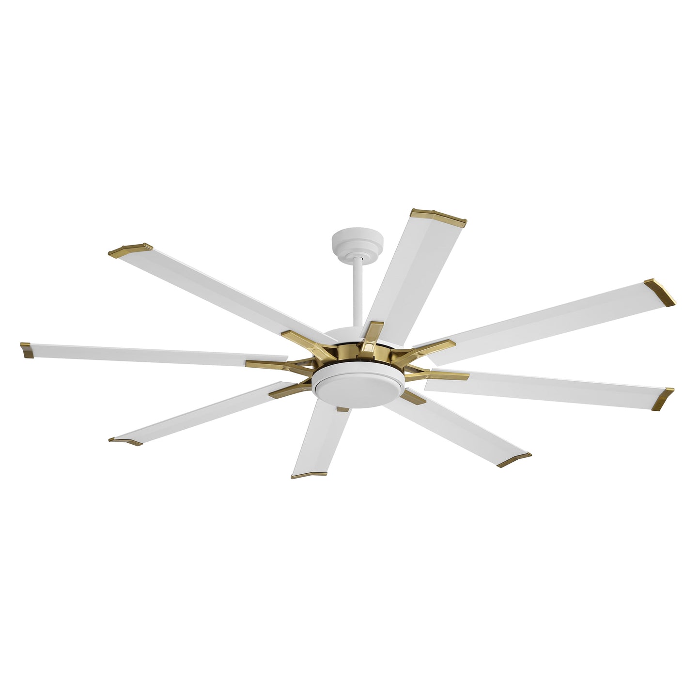 Ceiling Fan 72" Modern White + Gold 8-Blade with LED Light