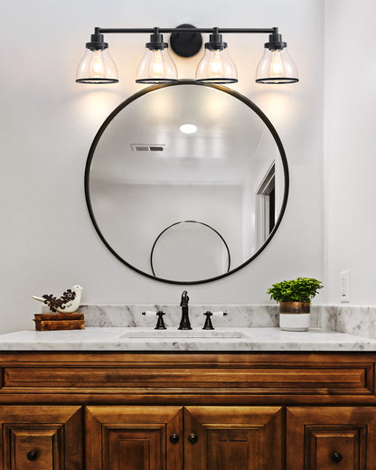 Hermosa Black 4-Light Bathroom Vanity Light