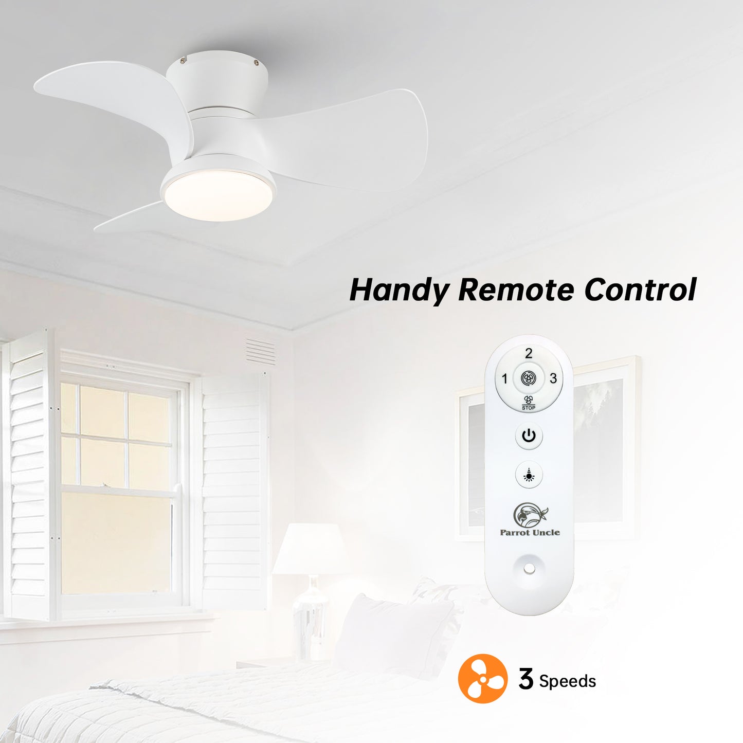 BreezeLite 31" Modern White Flush Mount LED Ceiling Fan