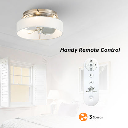 BreezeLite Modern 12.6" Nickel Caged Flush Mount Ceiling Fan