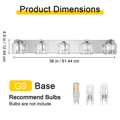Kolt Chrome Traditional 5-Light Bathroom Vanity Light